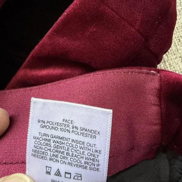 Express Editor High Rise Velvet Stretch Straight Ankle Pants Ruby Red SZ 14 - Picture 13 of 16